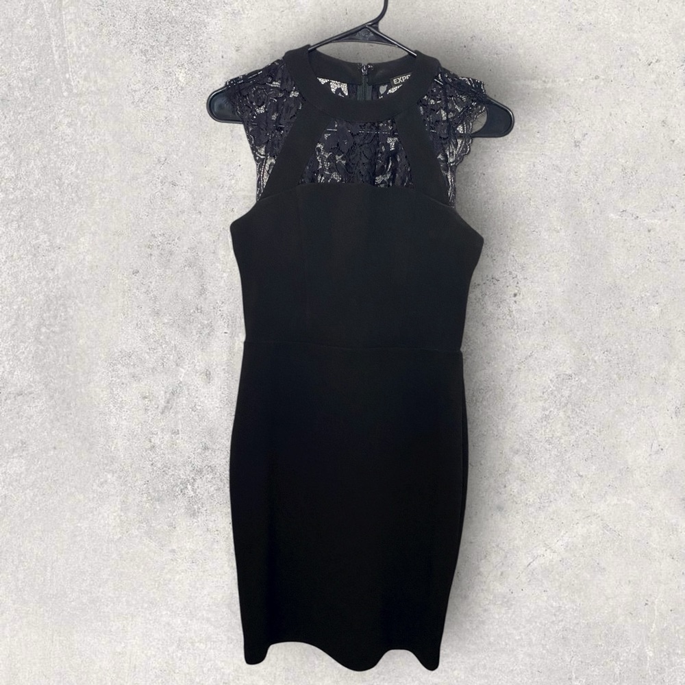 Express Black Lace Cutout Mini Dress